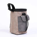 Adjustable elastic pet waist bag in blue colour with waterproof cloth compartments and plastic side clips