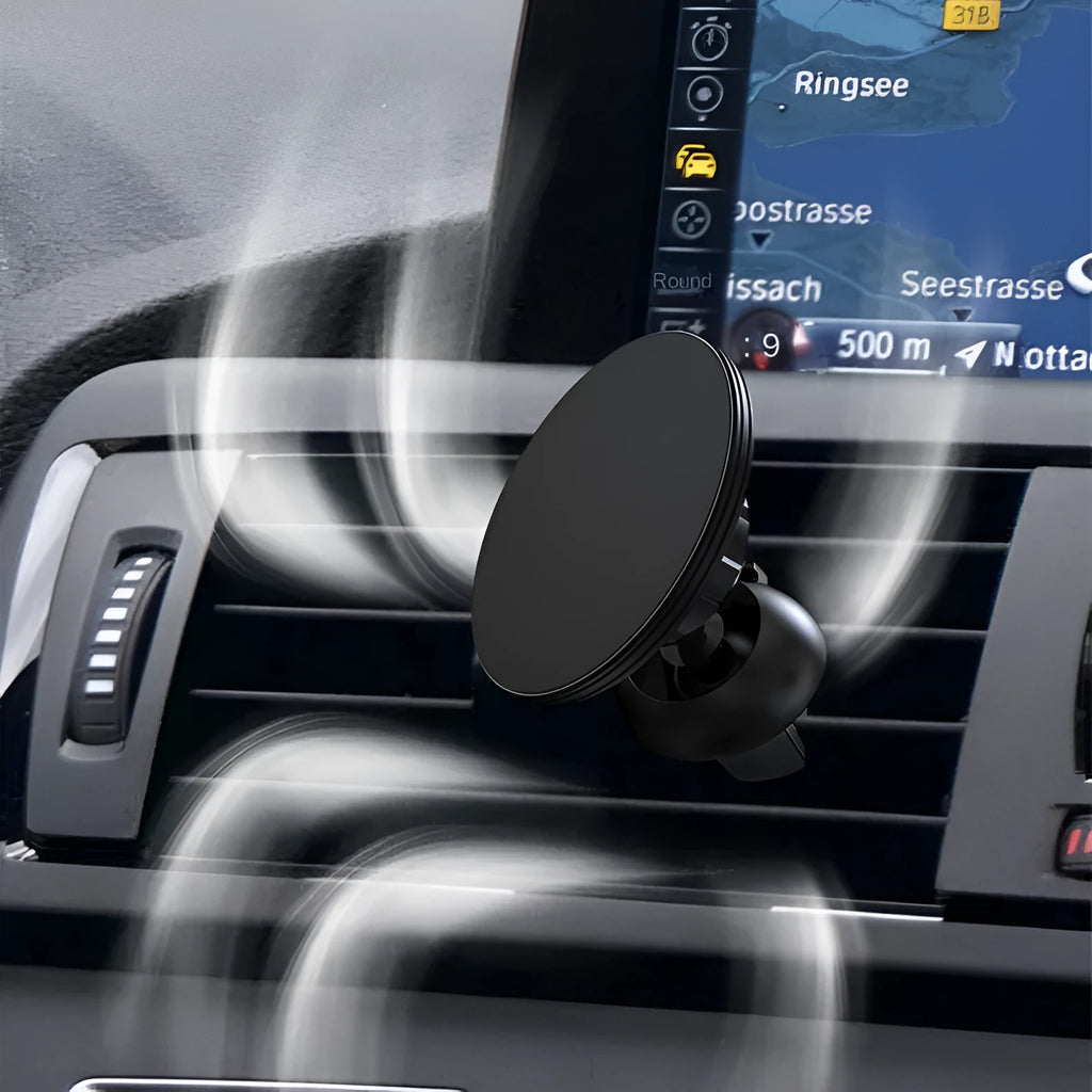 Black aluminium alloy magnetic car air vent phone holder for mobile devices