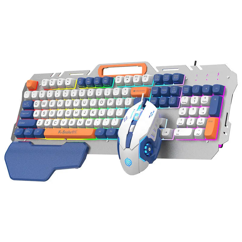Blue wired gaming keyboard and mouse combo with backlit keys and 1.5m cable