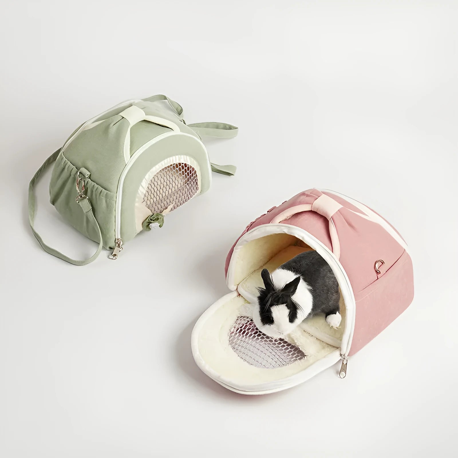 Hamster outer strap breathable crossbody handbag in light green colour for small pets up to 1kg