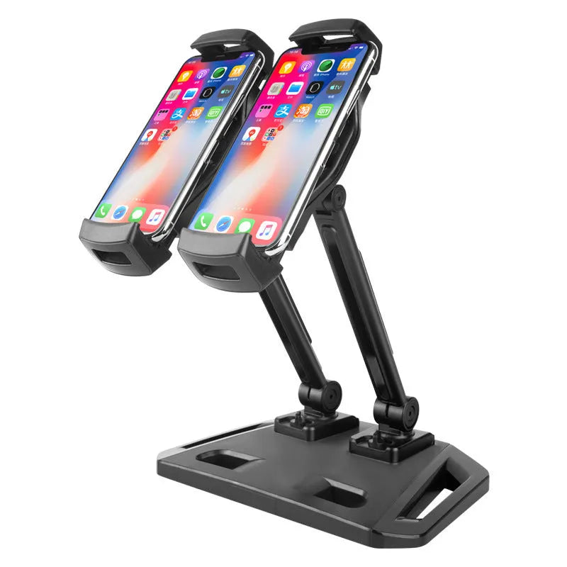 Double stand aluminium alloy phone holder in white or black, desktop support frame for phablet phones, 1.73kg