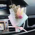 Dried flower bouquet and fragrant slice car air freshener with natural botanical decoration