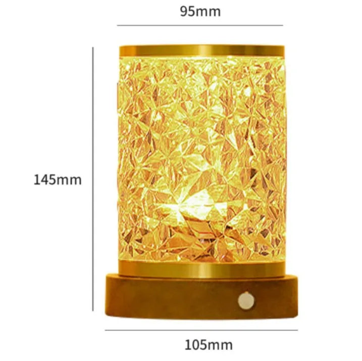 Small rotating water ripple night light on solid wood base with touch control for bedroom ambient lighting