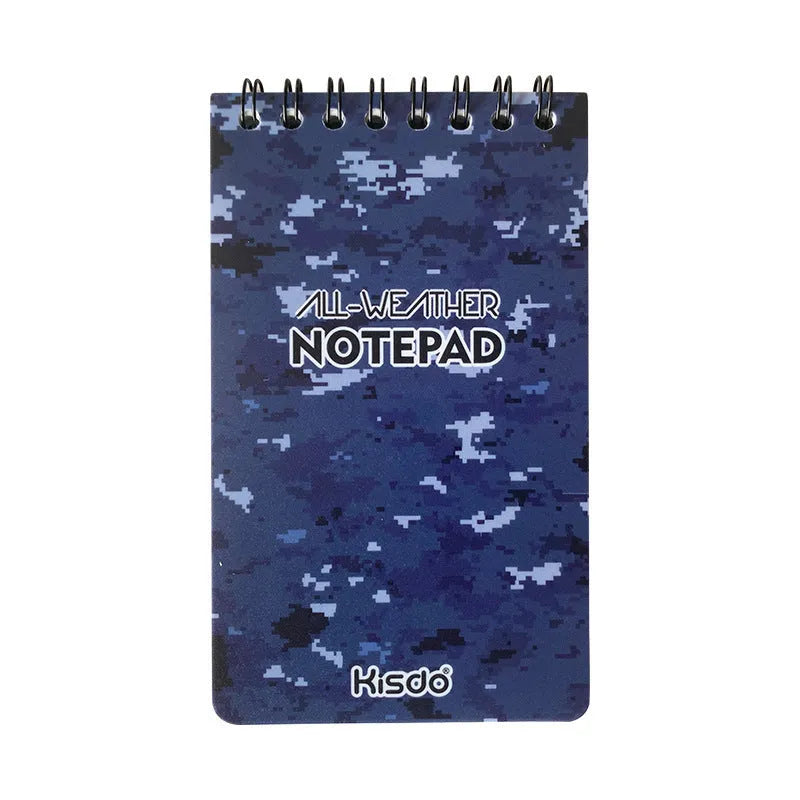 Waterproof spiral-bound A5 office notepad with PP cover, shown in multiple colour options.