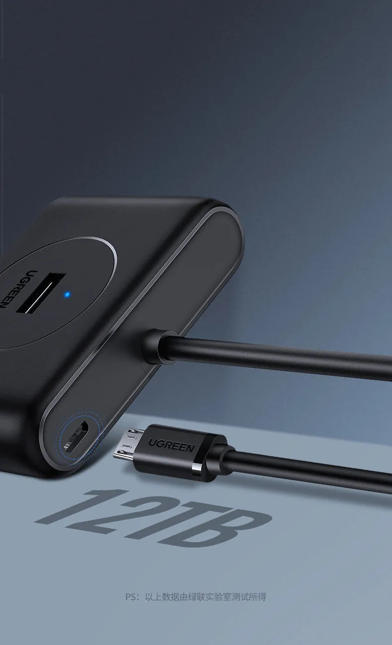Black USB 3.0 extender adapter set with multi-port hub and choice of cable lengths