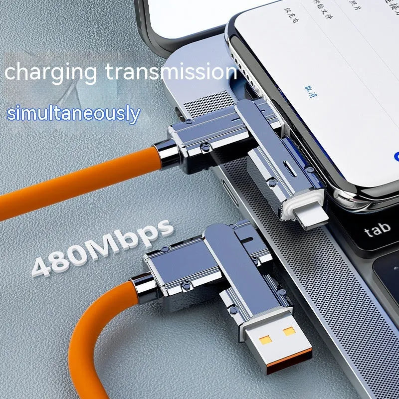Orange 1 metre Lightning to USB-C fast charging cable with zinc alloy connectors
