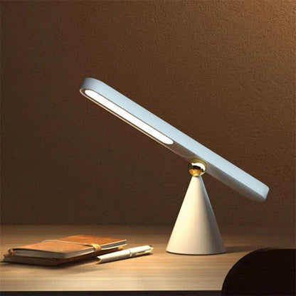 Versatile geometric desk lamp with wireless, magnetic, and multifunctional features for modern workspace lighting