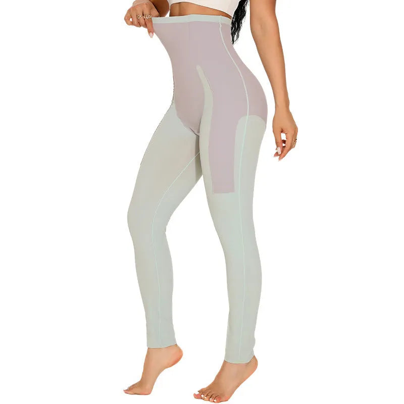Women's black belly contracting yoga trousers with seamless design and lumbar support