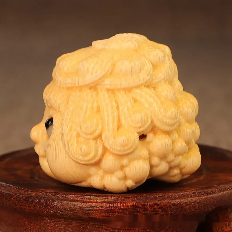 Solid bamboo carving golden princess toad ornament for household decoration