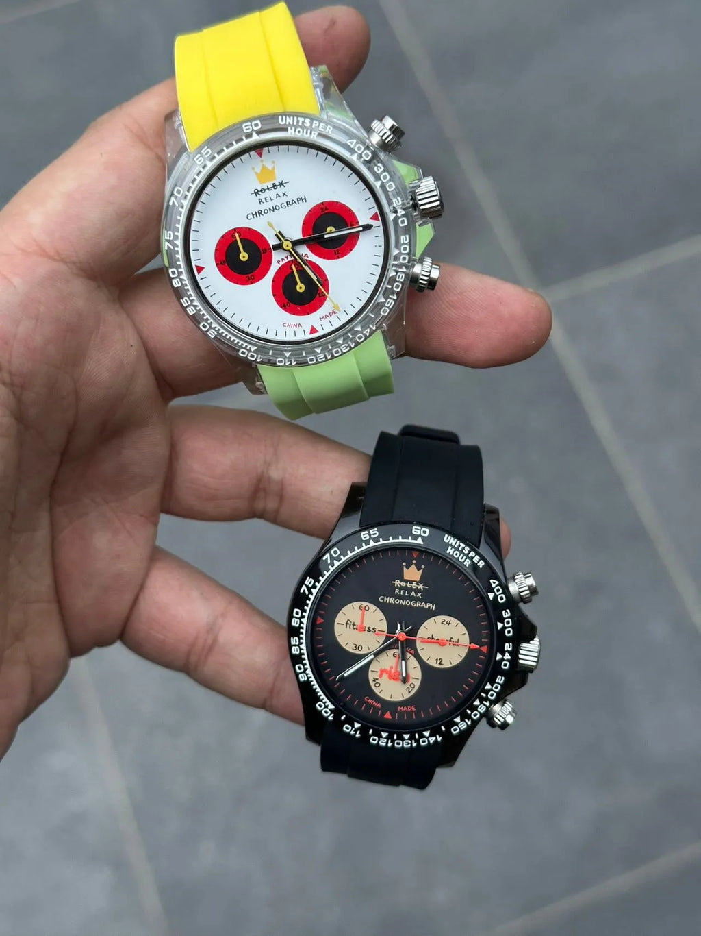 Panda Palette quartz chronograph watch with 36mm dial, steel strap, and luminous white dial