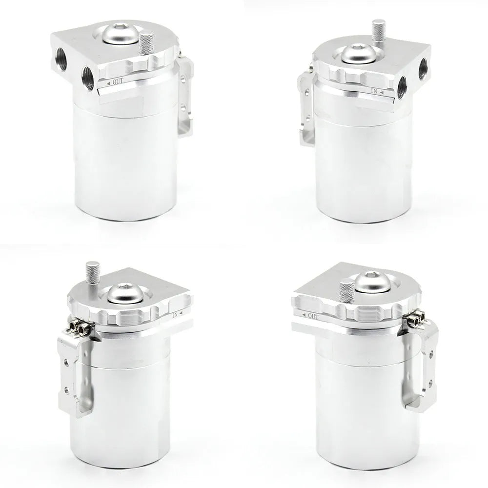 Aluminium car engine oil breather pot in choice of black, blue, red, or silver colours.