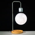 Magnetic levitation table lamp with wooden base, floating light, and optional wireless charger in colour A