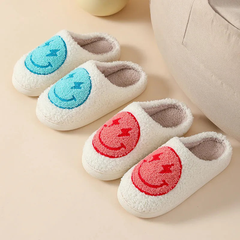 Women's plush cartoon slippers with non-slip PVC soles in big love design