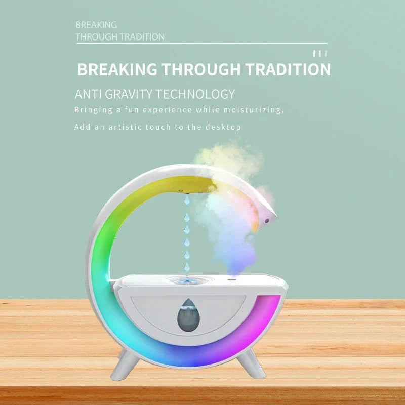 Levitating air humidifier with RGB night light, creating a mesmerizing display of floating water droplets