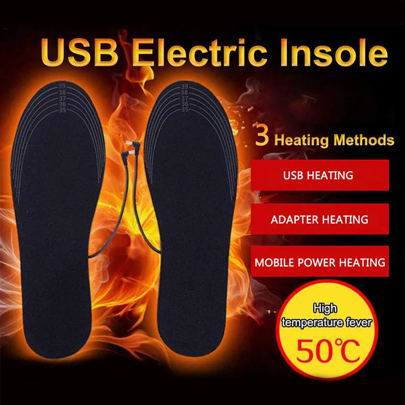 USB heated insoles for boots and sneakers, cuttable design, winter warm pad