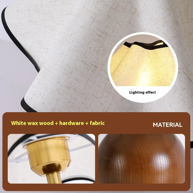 Retro solid wood table lamp with walnut finish and creative petal shade design