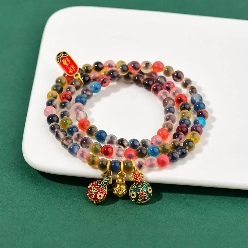 Dzogchen half pond agate bracelet with sugar heart fragrant grey coloured glaze and swallowing gold beast details