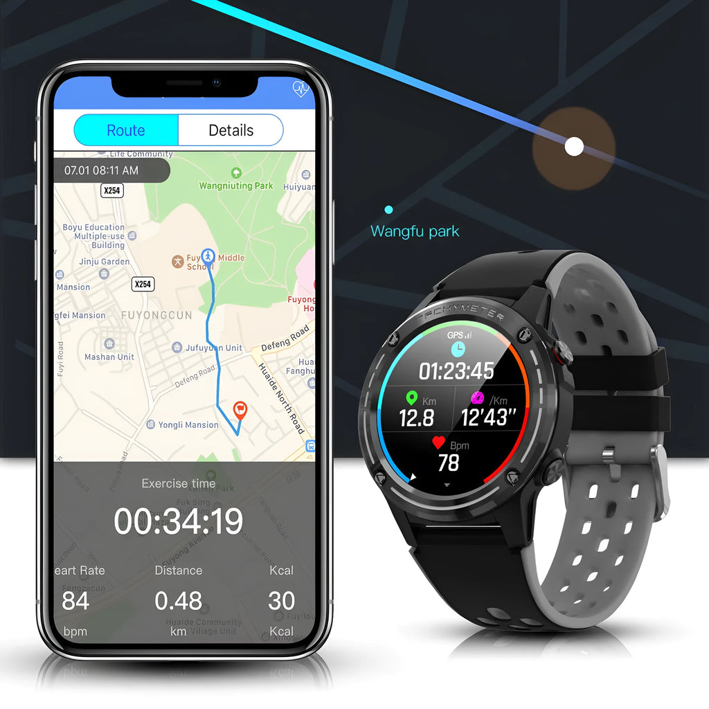 GPS smartwatch with square glass face and silicone sports strap in multiple colours