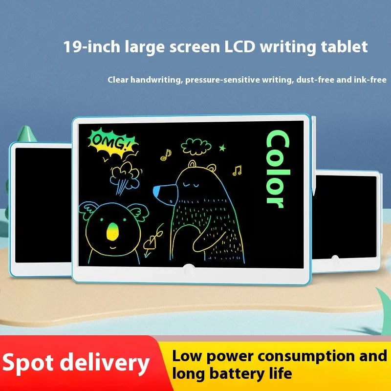 19-inch LCD children's drawing board in blue and white colour with stylus