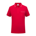 Men's apricot lapel short sleeve polo shirt with a chest pocket.