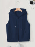 Women's sleeveless slim-fit zip cardigan sweater in white, black, dark blue or purple, sizes S to 3XL
