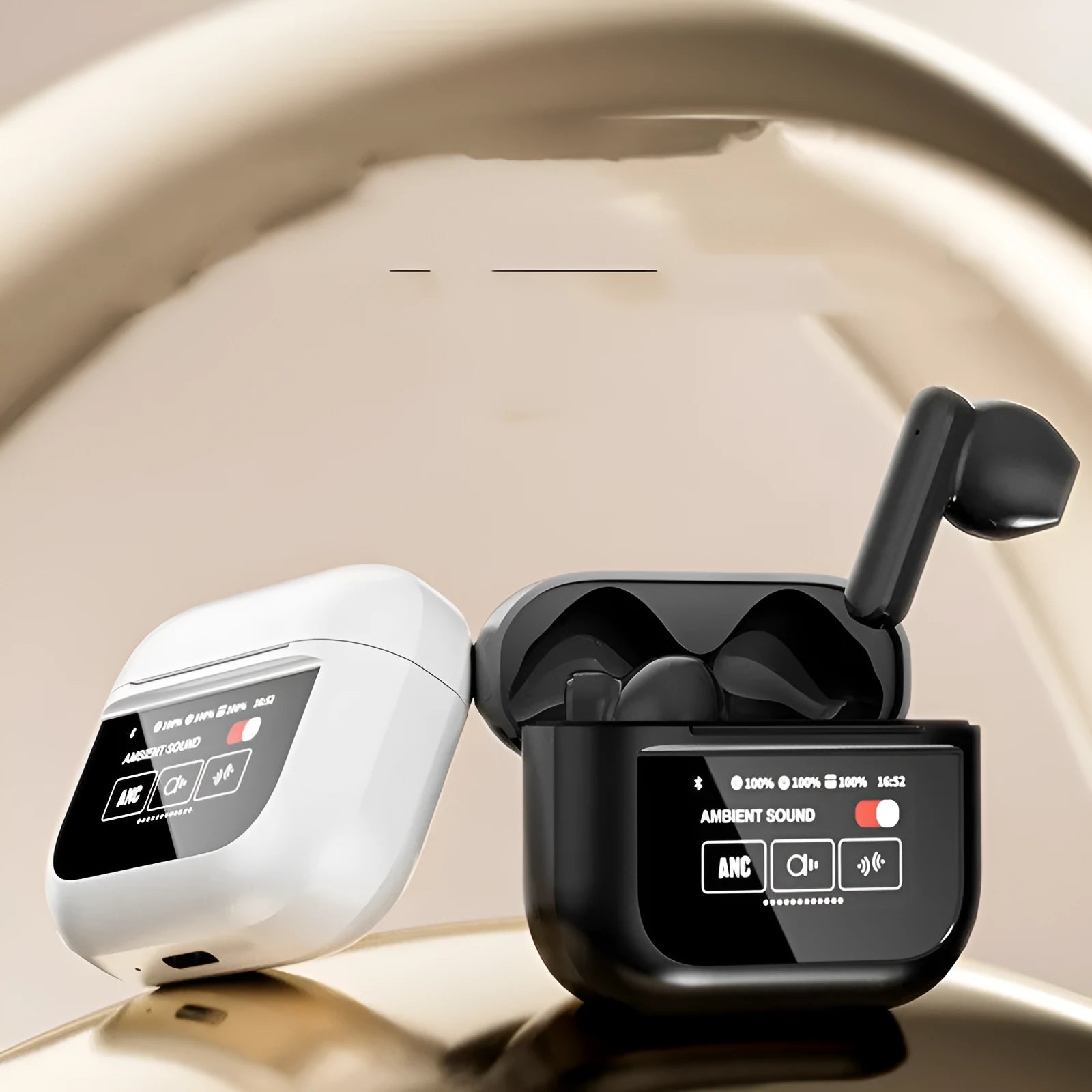 Full-colour touch screen Bluetooth headset with ear hook design and LCD display