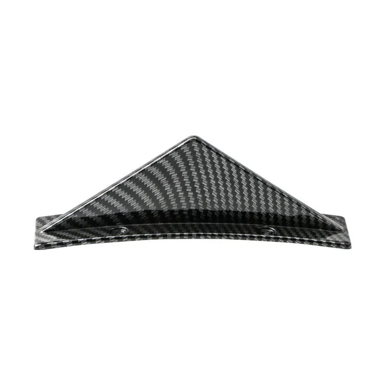 Four triangle car rear spoilers in bright black and carbon fibre finishes
