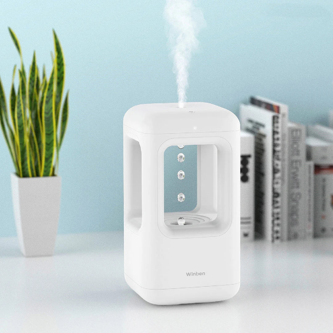 Quiet Bedroom Air Humidifier with Mesmerizing Anti-Gravity Water Drop Effect and Whisper-Quiet Operation