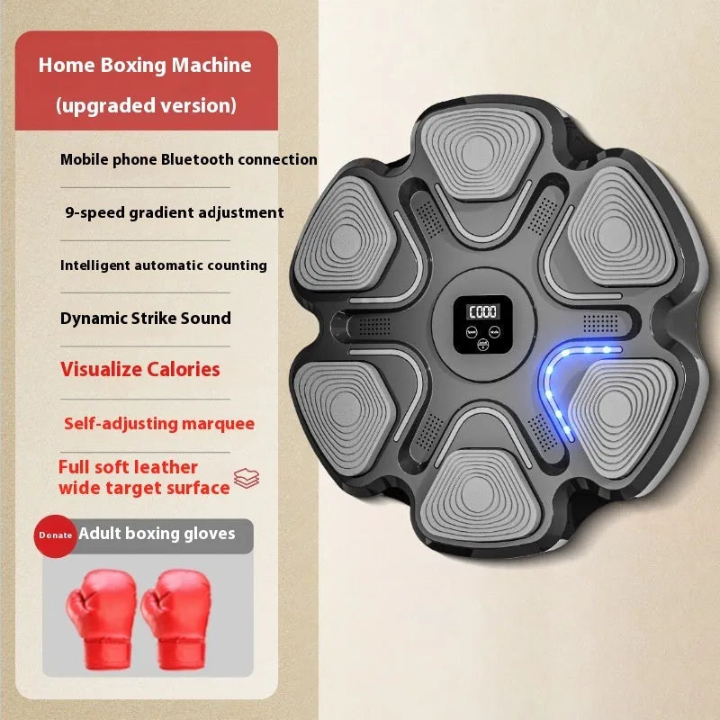 Smart electronic boxing wall target with LED score display and a pair of boxing gloves