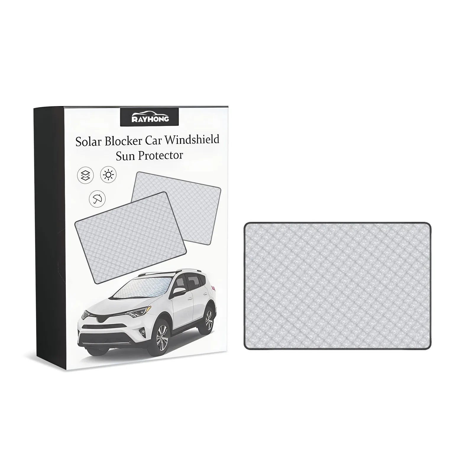 Silver aluminium film car windscreen cover for frost and snow protection