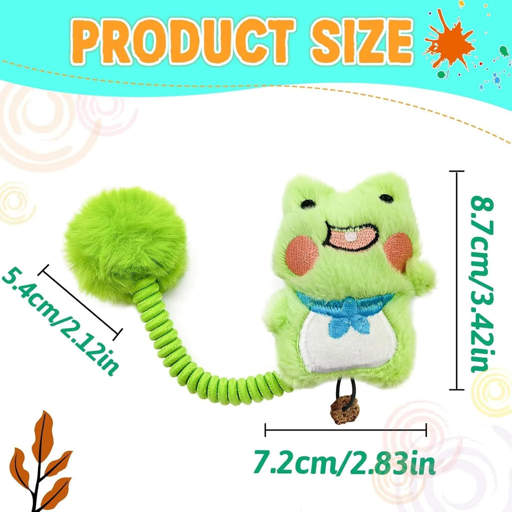 Four-in-one cat interactive toys with silvervine fruit, spring, fuzzy ball, and plush animal designs