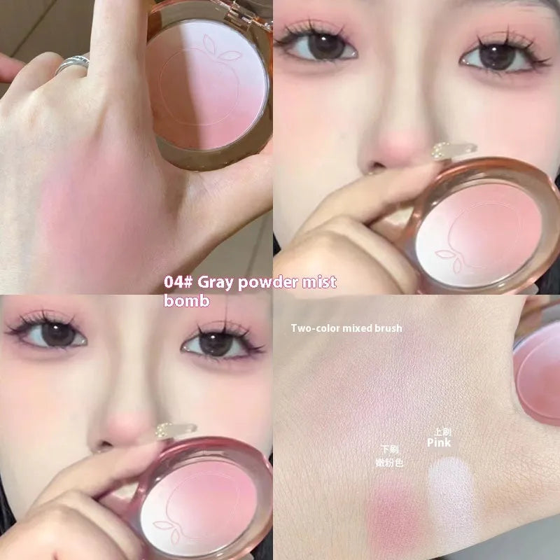 Bubble gradient design powder blush compact open, showing six shade options for dry skin.