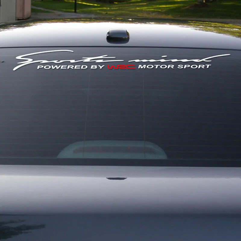 White PVC car windshield decorative sticker 90cm by 12cm with English word pattern