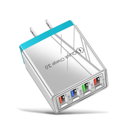 4-port USB wall charger with Quick Charge 3.0 technology for fast charging of smartphones and tablets