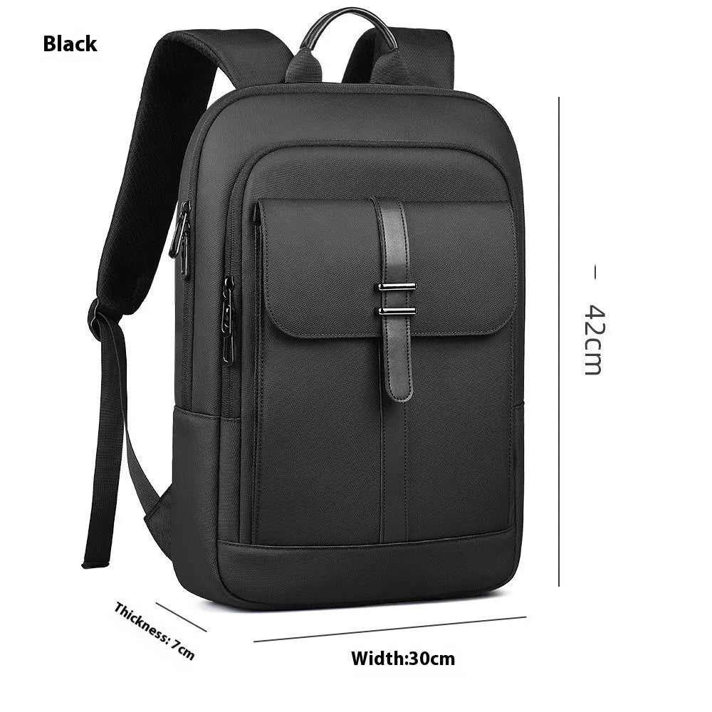 Black Oxford cloth lightweight backpack with urban design for daily commuting