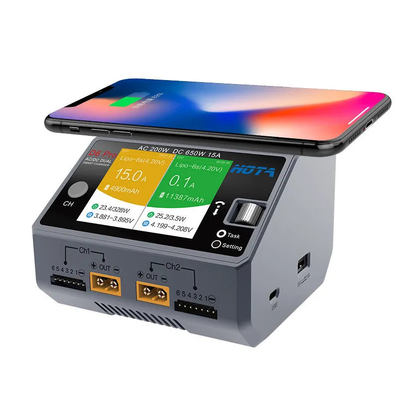 HOTA D6 Pro ACDC dual-channel smart charger with 200W AC and 650W DC power, colour Charger D6650W0