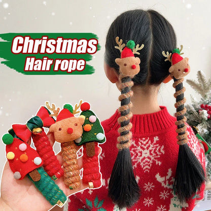 Festive Christmas Hair Ties with designs like jingle bells, Christmas trees, and reindeer - fun holiday accessories for girls