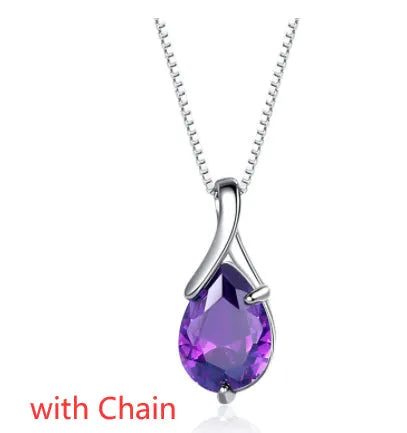 Sterling silver S925 pendant with vintage amethyst-coloured stone and simulated diamond accents, single design without chain