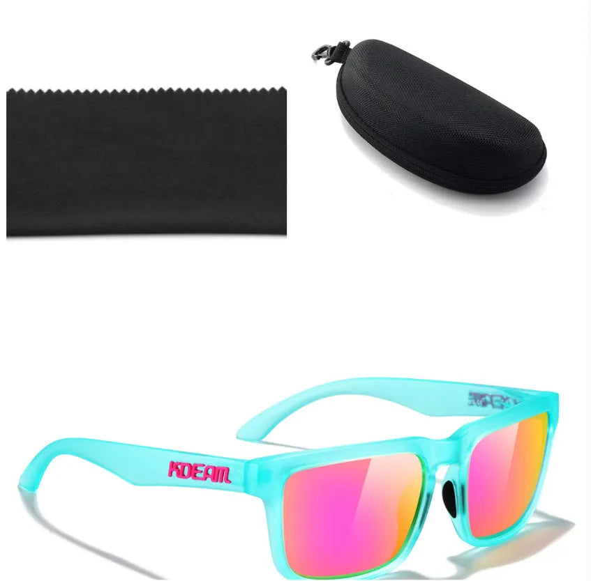 Square polarised sunglasses with TAC lenses available in multiple colours for outdoor and fashion use