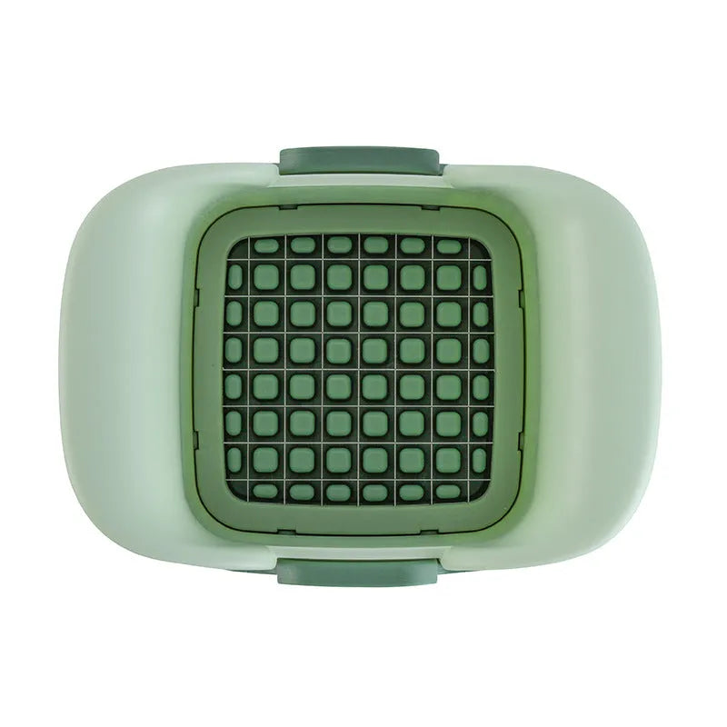 Green manual vegetable chopper with stainless steel blades for onions, potatoes, cucumbers