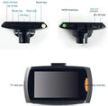 Car DVR dual camera system mounted on windscreen showing front and rear recording capability