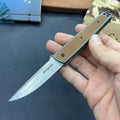 Folding fruit knife with stainless steel blade shown in black, red, and coffee colour variations
