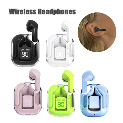 Wireless Bluetooth headset with digital display, noise cancellation, and various color options