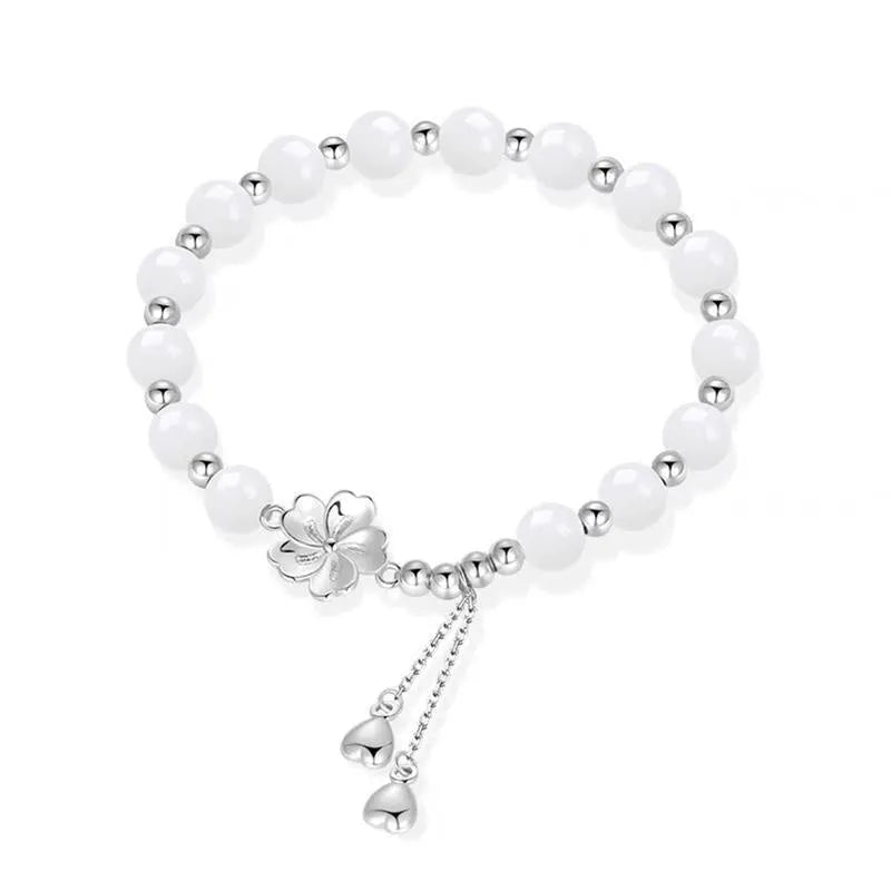 New Chinese Ins style beaded couple bracelet with resin flower design in S493 colours