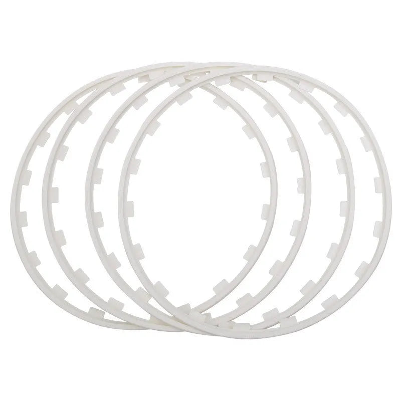 Set of four nylon wheel hub guard rings in black, red, white and yellow colours for 16-20 inch alloy wheels