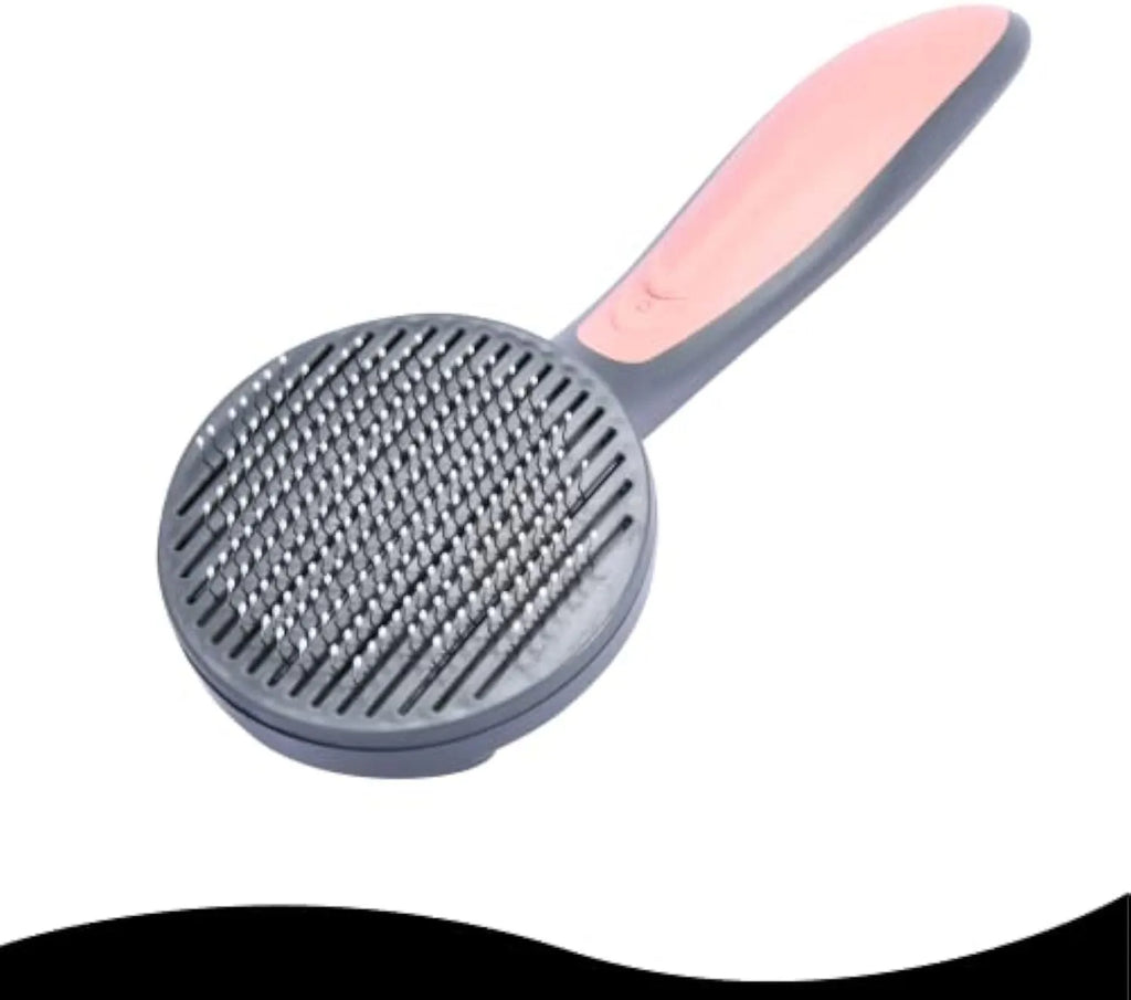 Self-cleaning pet slicker brush with one-click button and massage bristles for cats and dogs