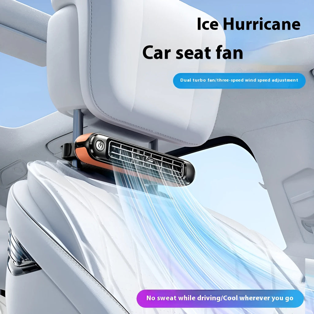 Car turbine fan rear seat USB small fan in CF04 Black with brushless motor and no-blade design