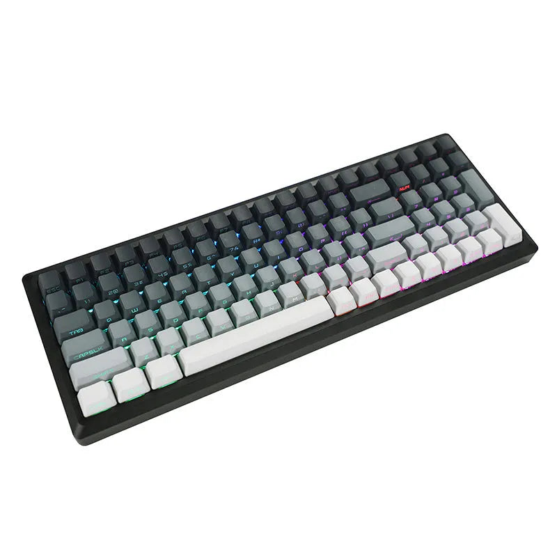 Dual colour gradient PBT dip-dyed transparent positive engraved OEM keycaps for mechanical keyboards with 108 key set layout