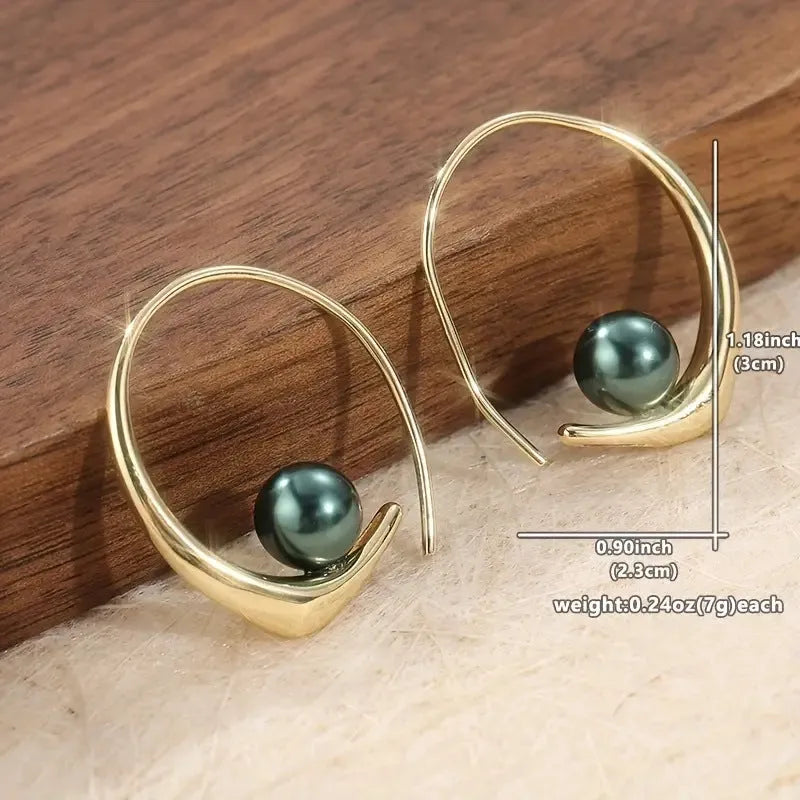 Simple pearl earrings for women, electroplated zinc alloy studs, silver and gold colour options