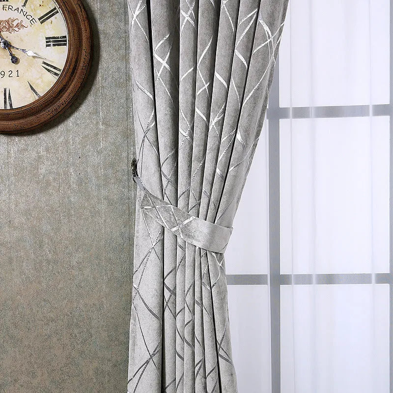 Chenille blackout curtain panel in neutral colour with modern minimalist design